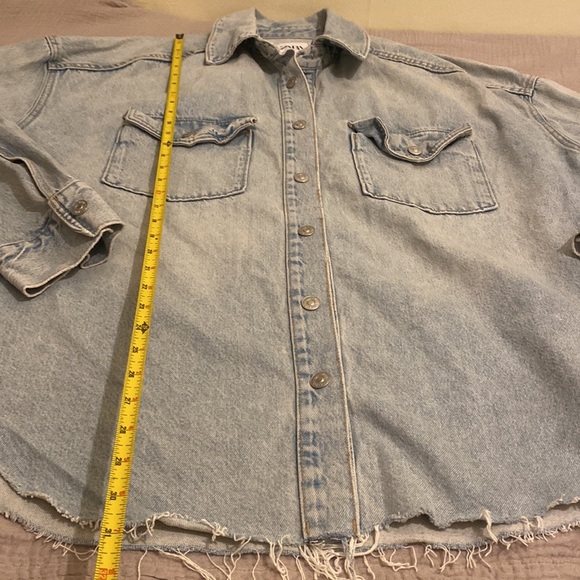 Zara Blue Casual Button Down Shirt Jacket. Size XL. Style 8197/279/406 - Picture 4 of 7